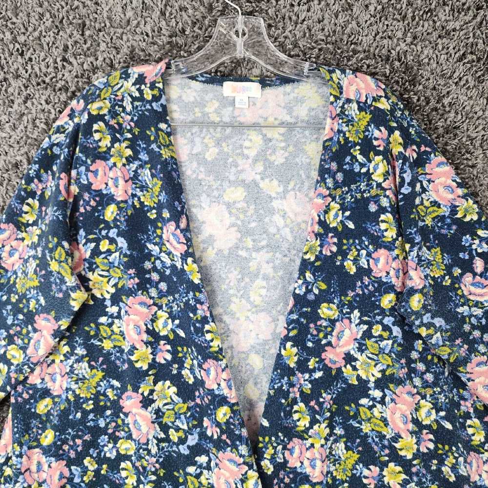 Vintage LuLaRoe Womens Blue Floral Long Sleeve Lo… - image 3