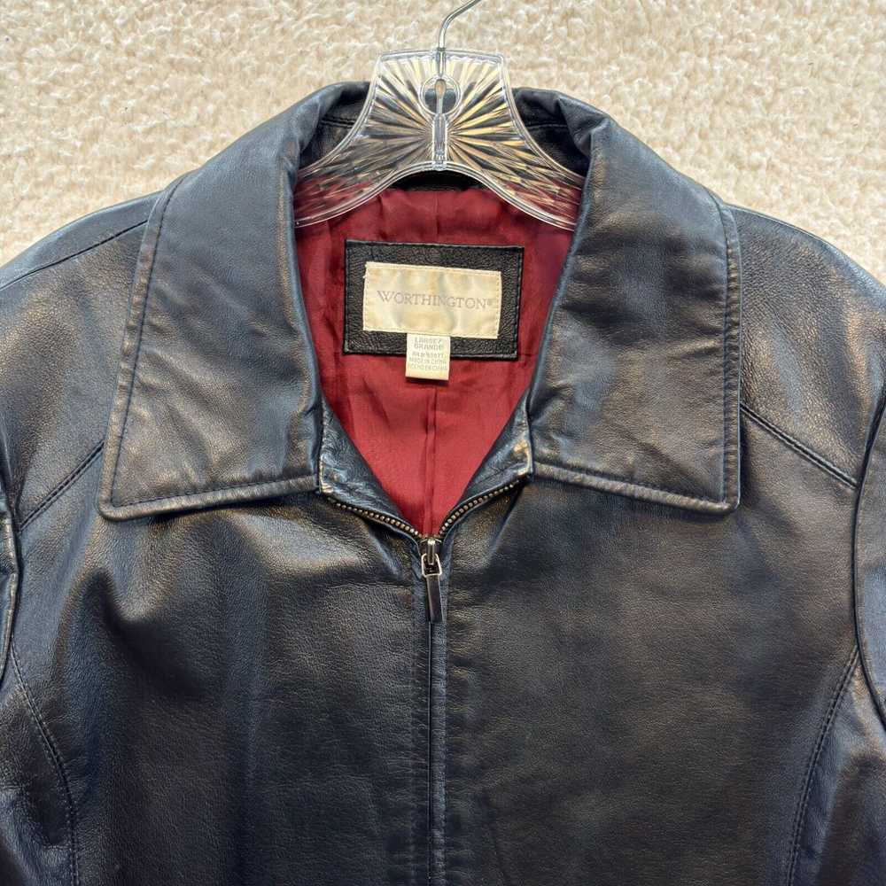 Worthington 90s Y2K Vintage Black Leather Jacket … - image 3