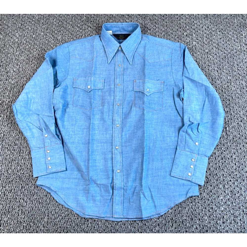 Sears VTG 70s 80s Sears Western Wear Chambray Shi… - image 1