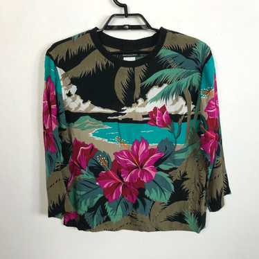 Vintage Carole Little Hawaiian Top Women's M Mult… - image 1