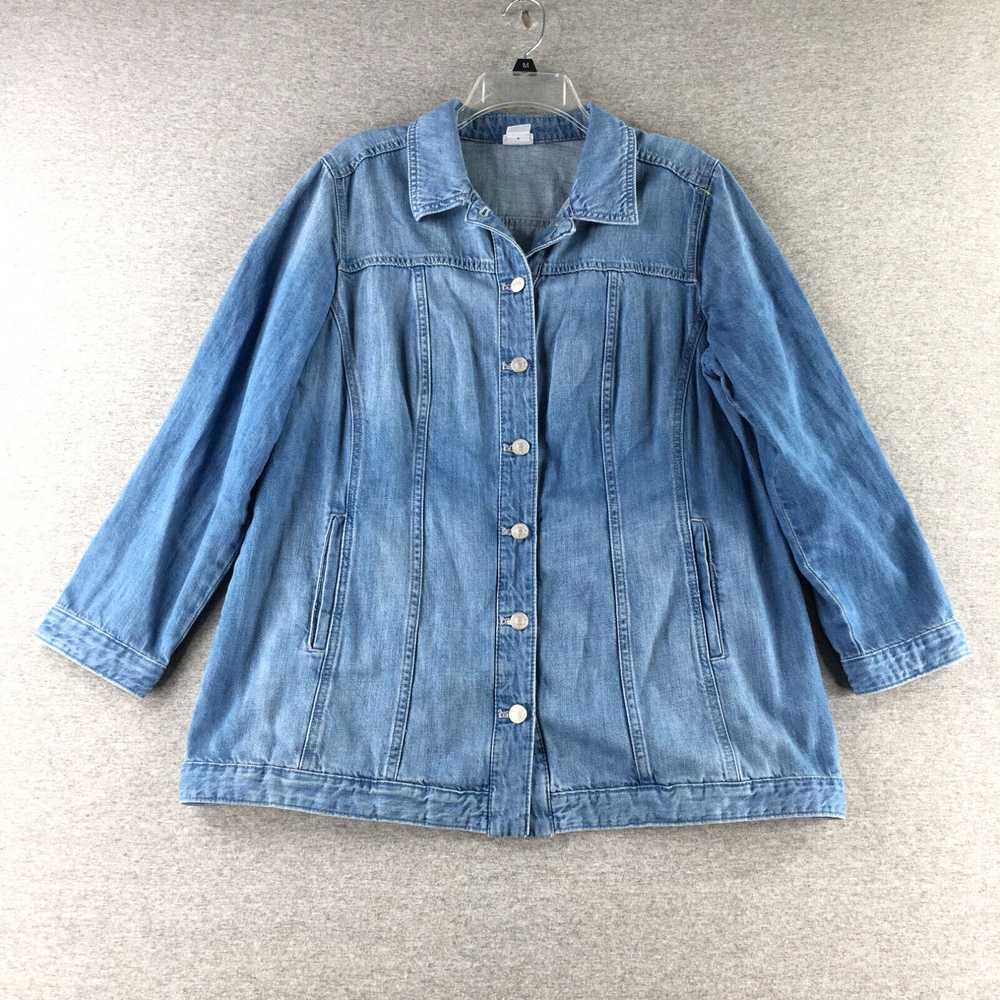 Vintage Chicos Top Womens 2 Petite Denim Chambray… - image 1