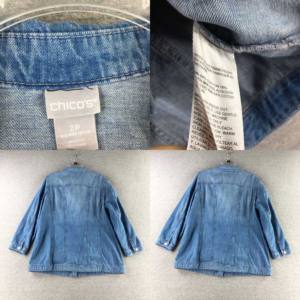 Vintage Chicos Top Womens 2 Petite Denim Chambray… - image 4