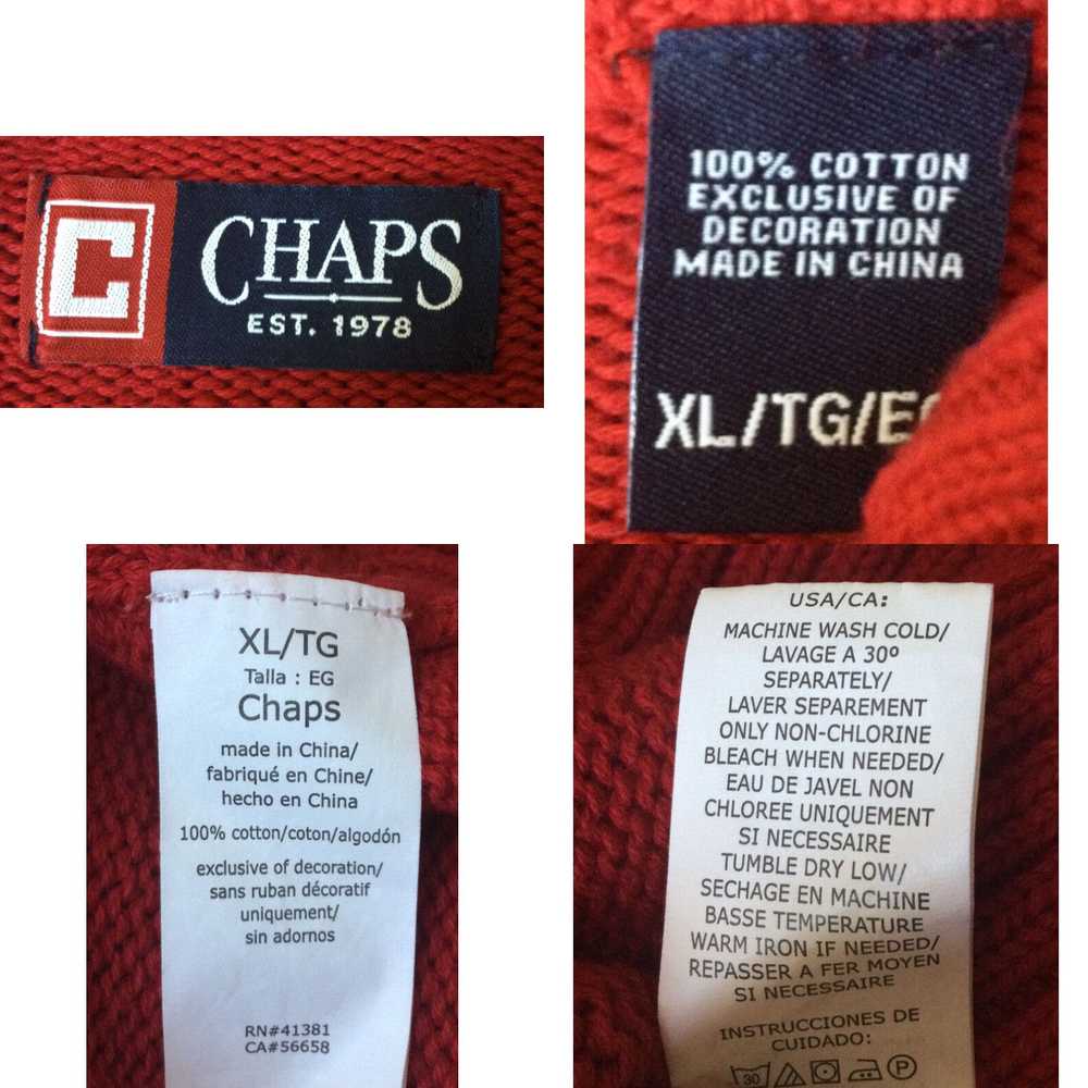 Chaps CHAPS Mens Size XL Red 1/4 Zip Pullover Kni… - image 4