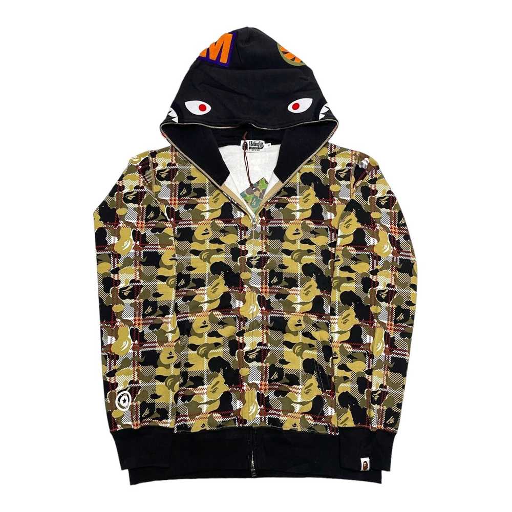 Bape Shark Full Zip Hooded Sweatshirt Check Camo … - image 2