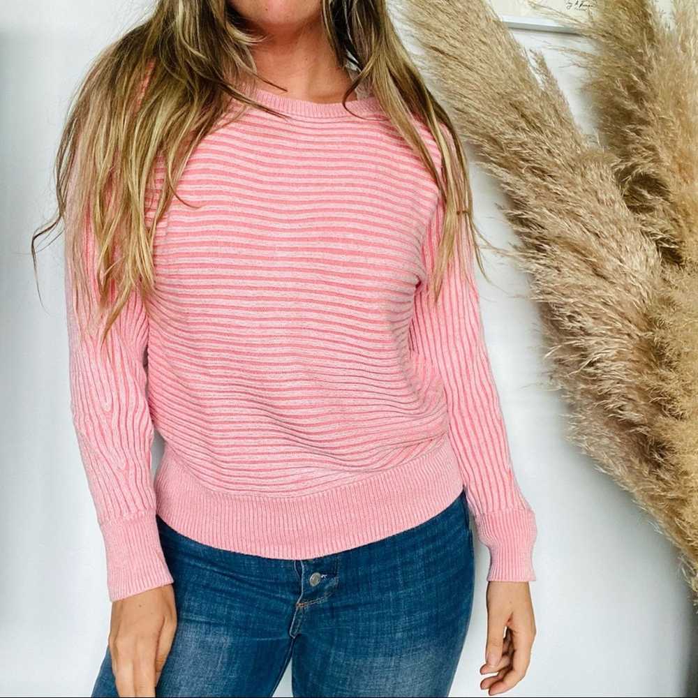 Gap GAP Blush Soft Pink Stripe Knit Long Sleeve P… - image 2