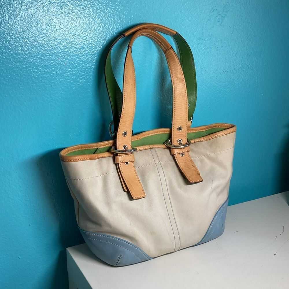 Coach Coach Small Hampton Tote Canvas w/ Multicol… - image 11