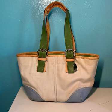 Coach Coach Small Hampton Tote Canvas w/ Multicol… - image 1