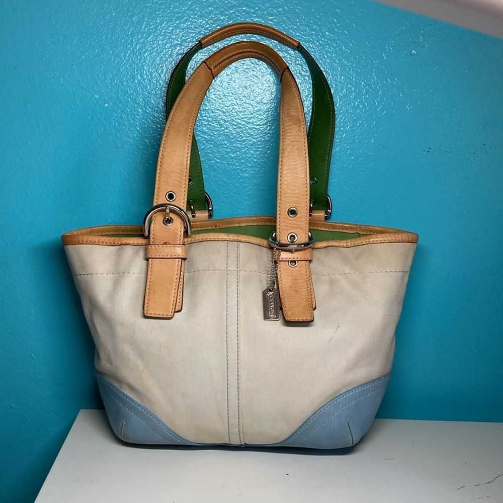 Coach Coach Small Hampton Tote Canvas w/ Multicol… - image 2