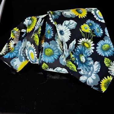 Kenzo KENZO Floral Neckwear Tie Blue Black Yellow 