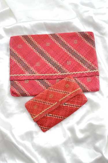 Vintage Red Straw Clutch