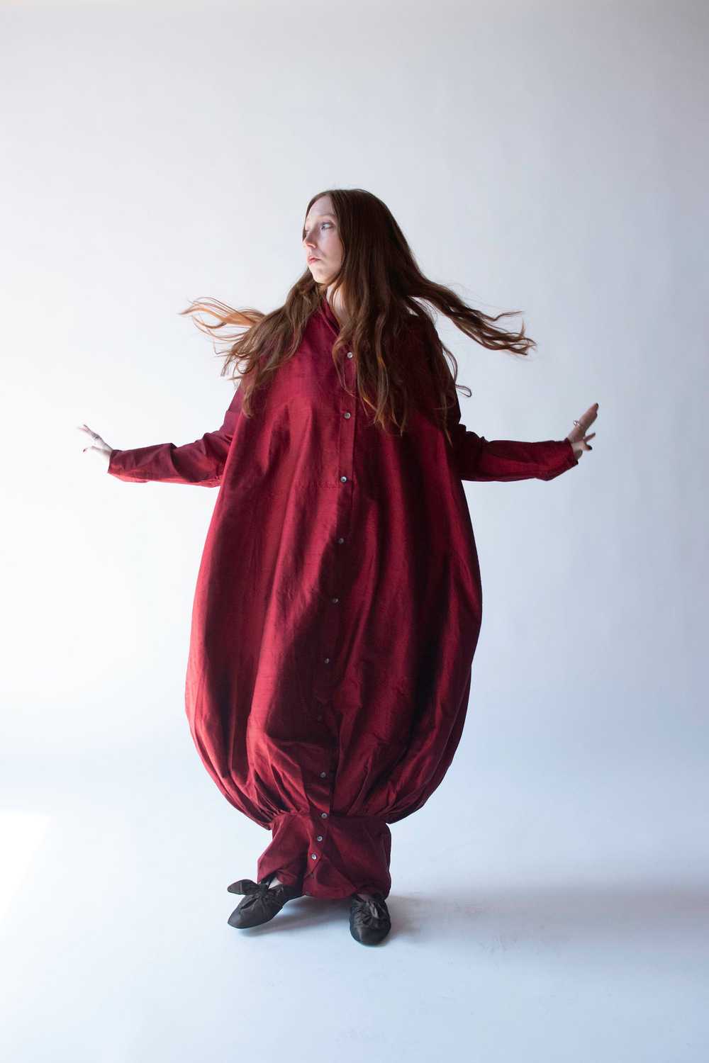 Burgundy Silk Dress | Romeo Gigli for Callaghan - image 1