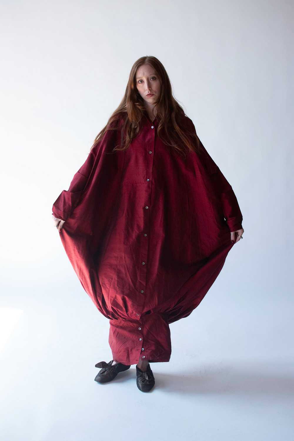 Burgundy Silk Dress | Romeo Gigli for Callaghan - image 2