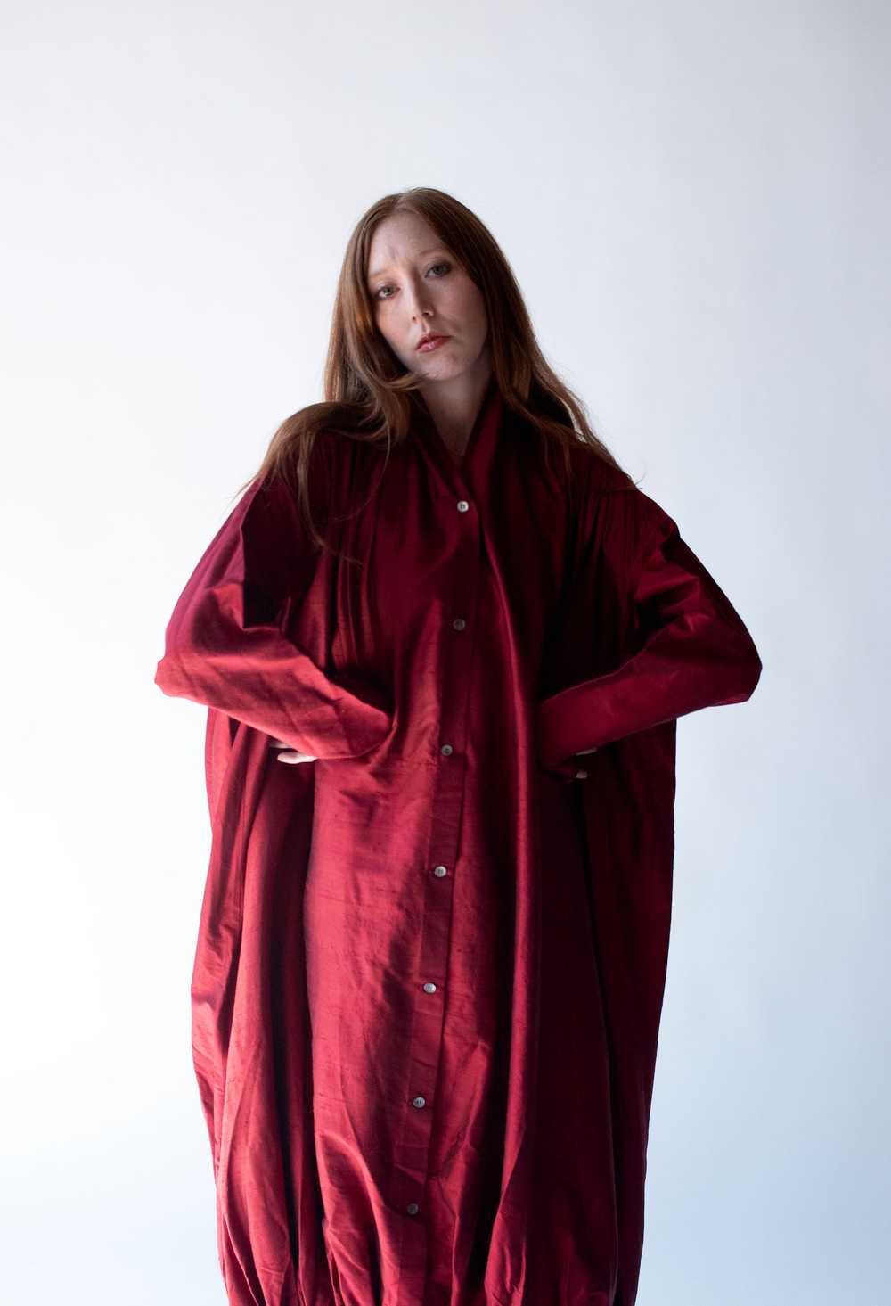 Burgundy Silk Dress | Romeo Gigli for Callaghan - image 4