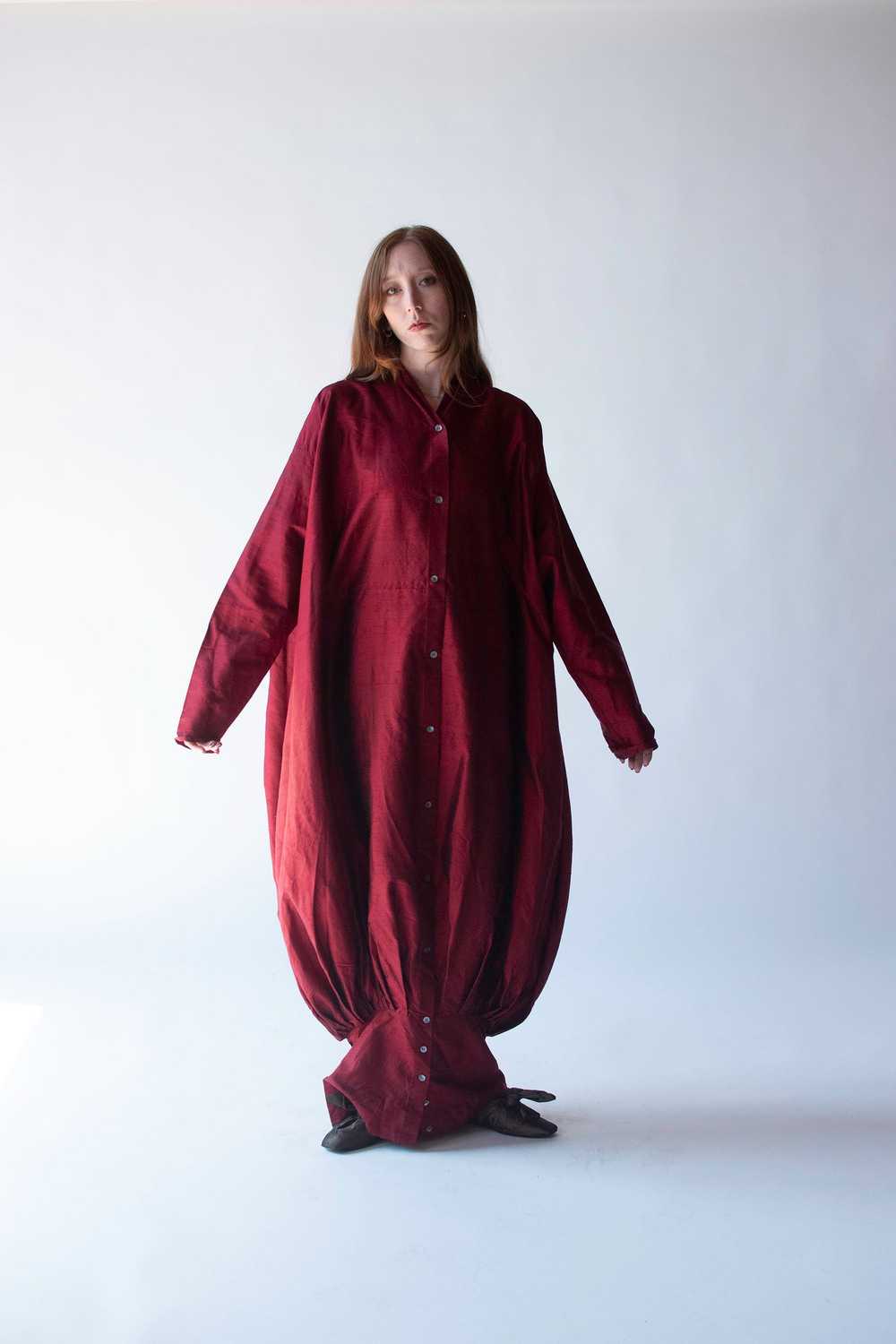 Burgundy Silk Dress | Romeo Gigli for Callaghan - image 6
