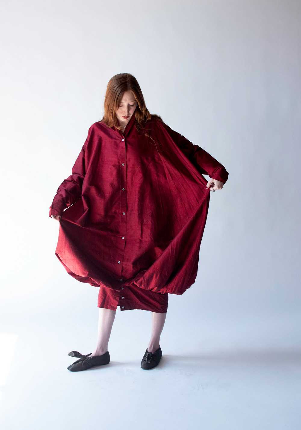 Burgundy Silk Dress | Romeo Gigli for Callaghan - image 7