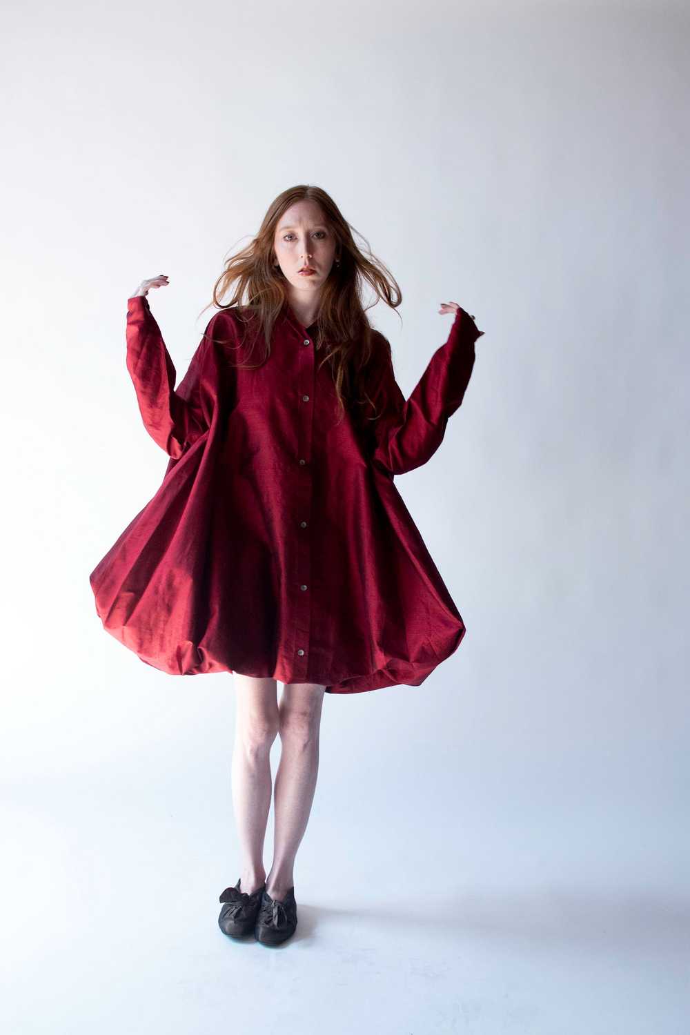 Burgundy Silk Dress | Romeo Gigli for Callaghan - image 8