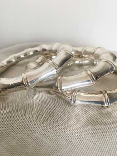 Modern Silver Tone Bamboo Bangles