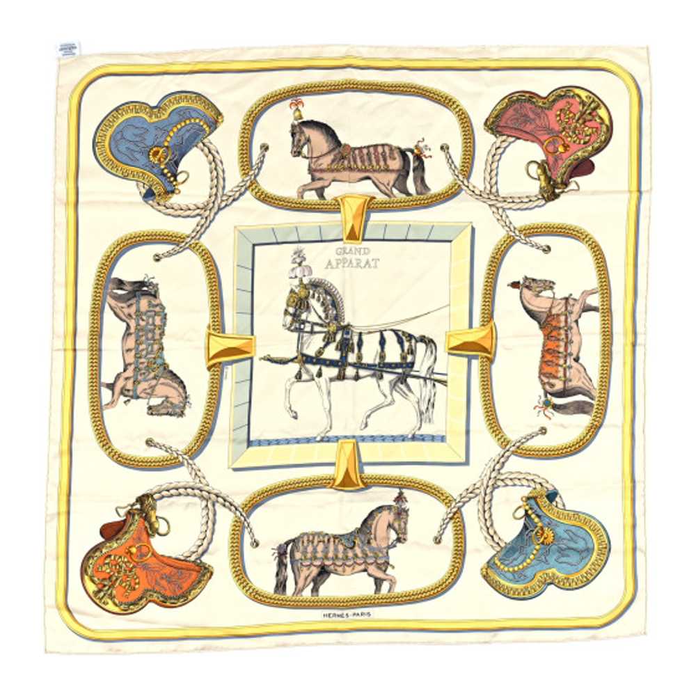 HERMES Silk Grand Apparat Forever Scarf 90 Creme … - image 1