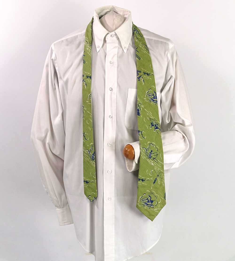 40s Wide Necktie Novelty Print Sports Sailing Ten… - image 5