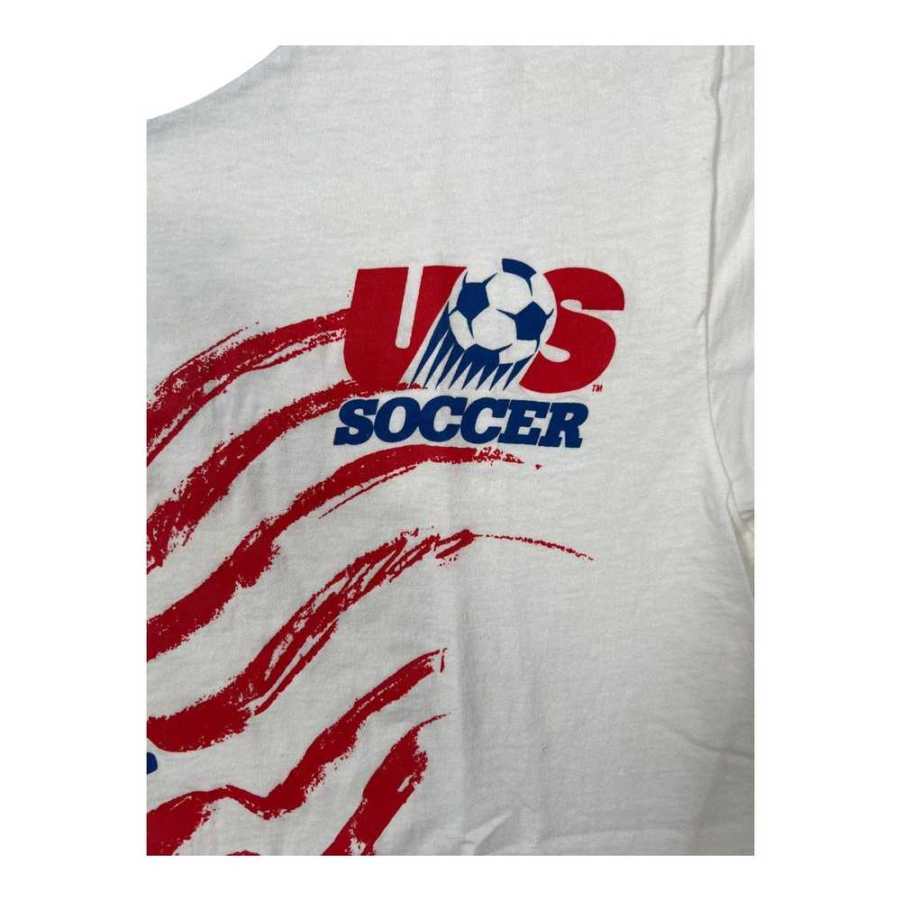 Vintage USA Soccer Short Sleeve Tee Shirt White - image 2