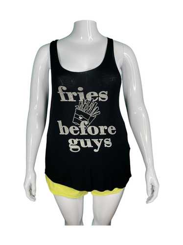 Black “Fries before guys” Graphic Tank Top