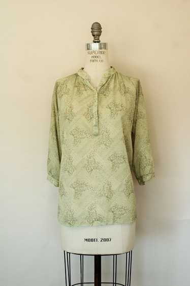 Vintage 1970s Ship 'n Shore Green Tunic Blouse