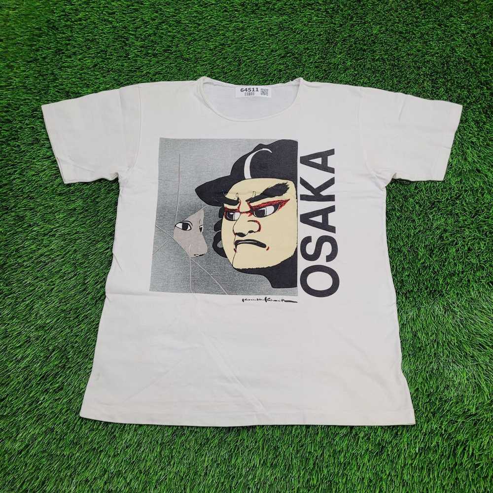 Vintage Osaka Japan Kabuki Mask Tee Medium 20x27 … - image 1