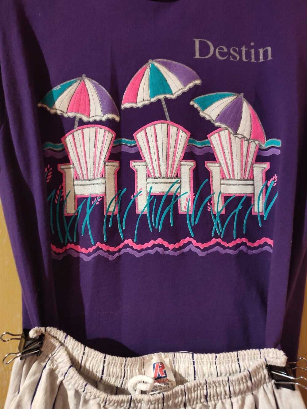 Vintage Vtg. 90' Destin Florida Embroidered T-Shi… - image 3