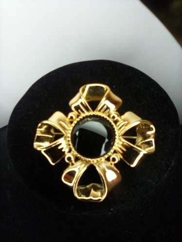 Givenchy Vtg. Beautiful Givenchy brooch gold/blac… - image 1