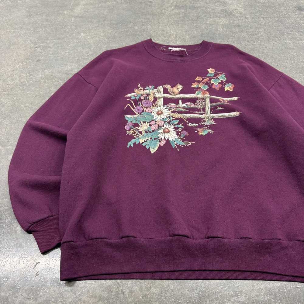 Vintage VINTAGE 90s MAROON NATURE CREWNECK - image 2