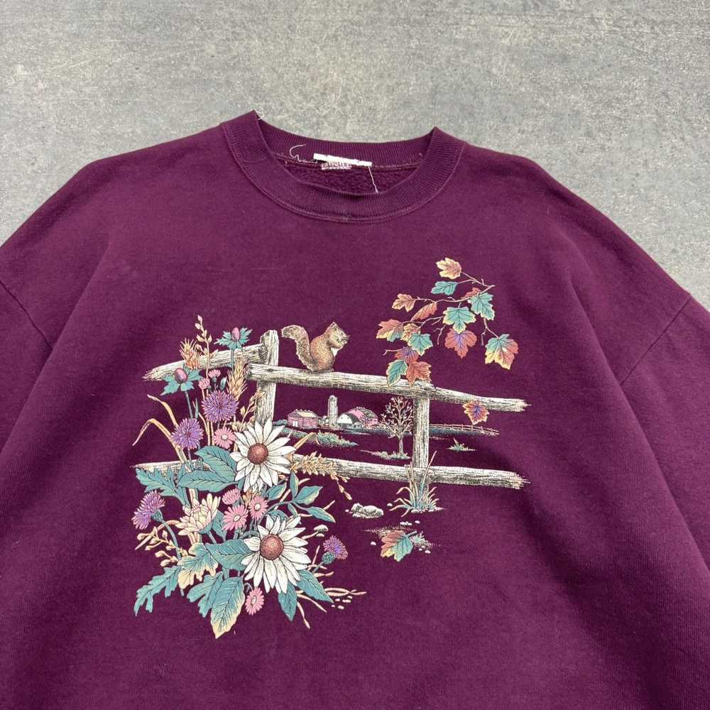 Vintage VINTAGE 90s MAROON NATURE CREWNECK - image 3