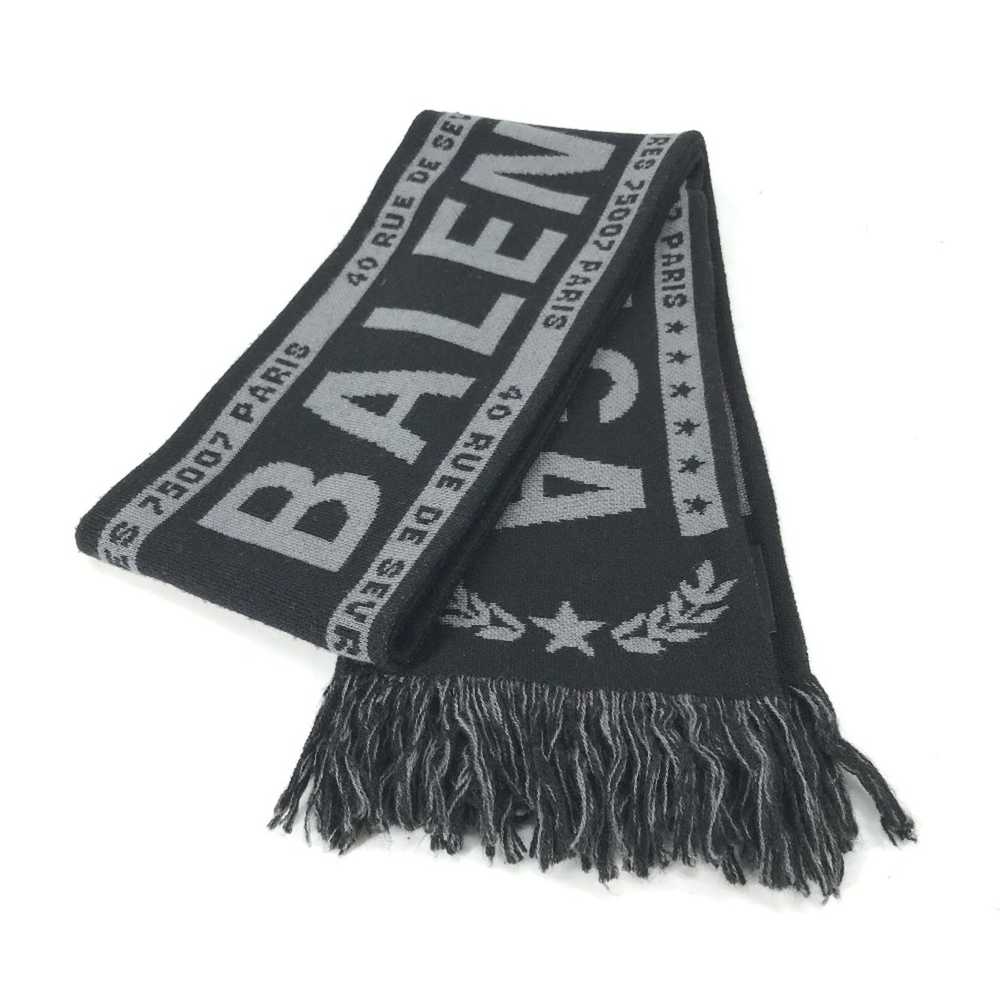 Balenciaga Balenciaga logo fringe Scarf Black gray - image 2