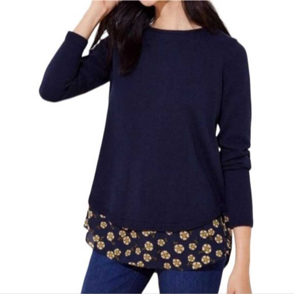 Loft Loft Sweater Shirt Top Blouse Navy Floral Wo… - image 10