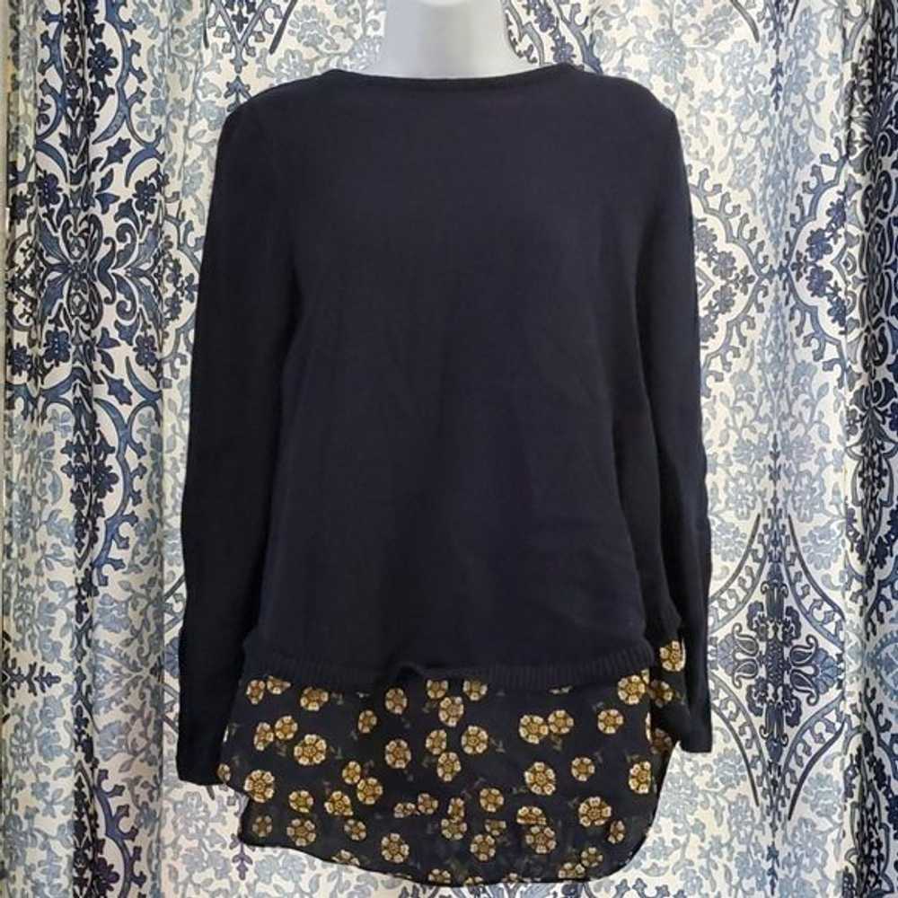 Loft Loft Sweater Shirt Top Blouse Navy Floral Wo… - image 2