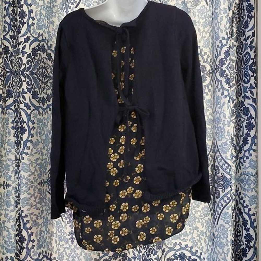 Loft Loft Sweater Shirt Top Blouse Navy Floral Wo… - image 3