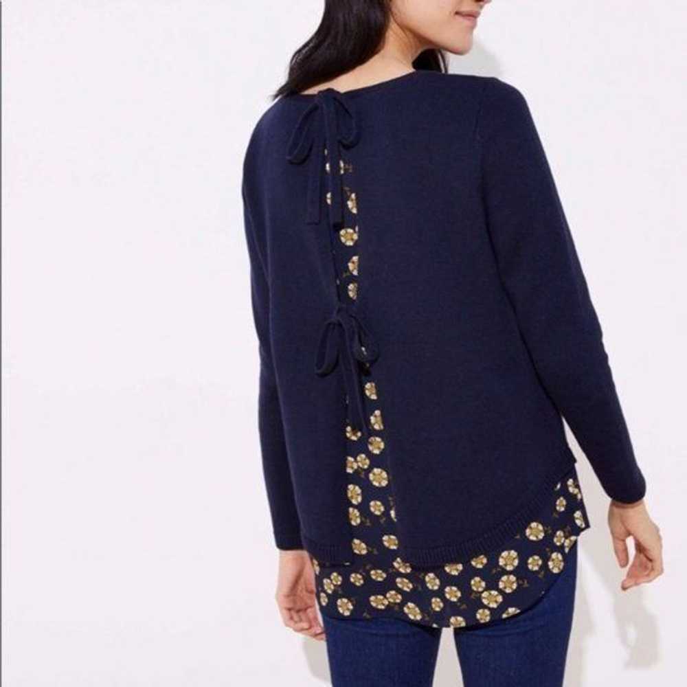 Loft Loft Sweater Shirt Top Blouse Navy Floral Wo… - image 9