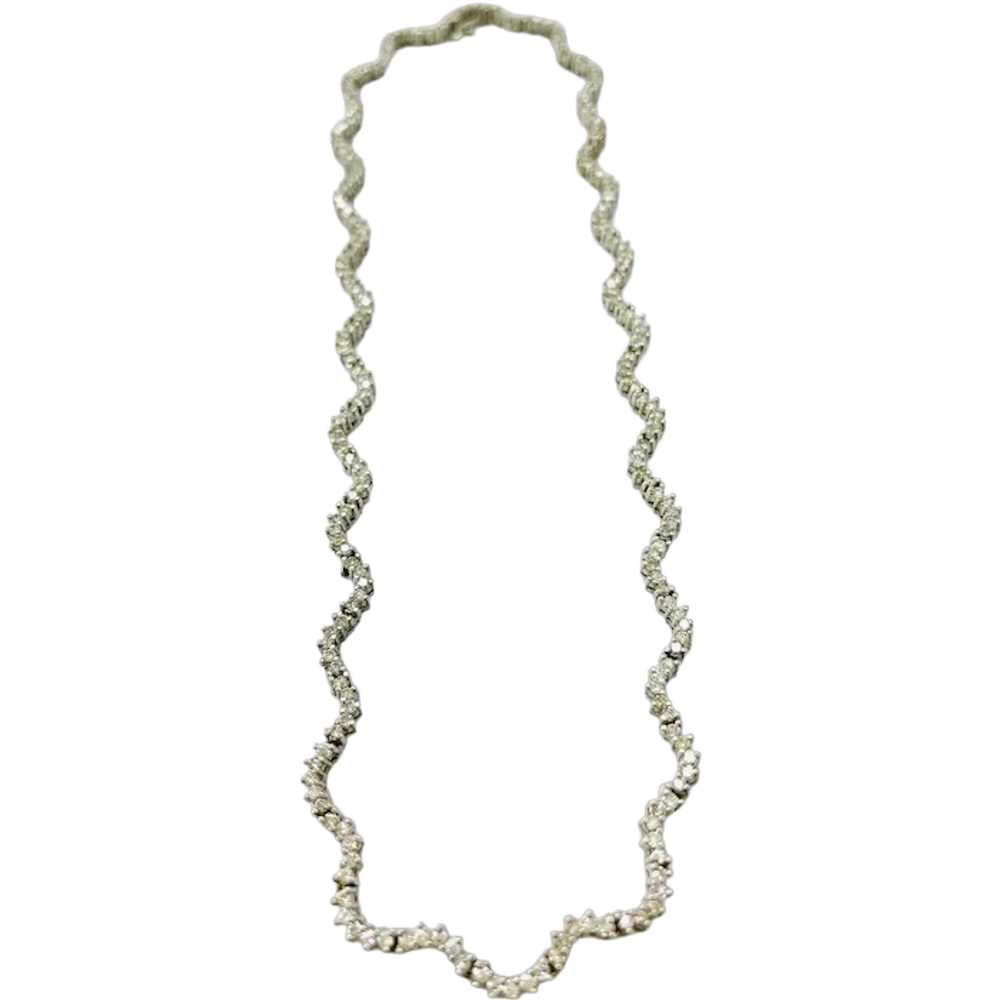 14Kt. White Gold Diamond Scalloped Necklace - image 1