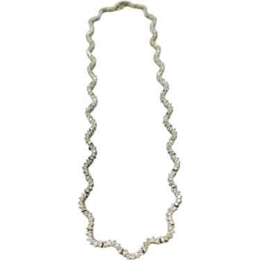 14Kt. White Gold Diamond Scalloped Necklace - image 1