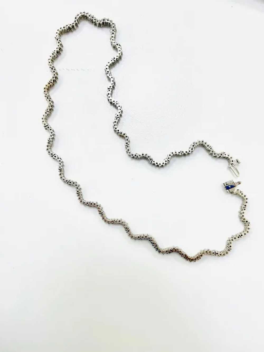 14Kt. White Gold Diamond Scalloped Necklace - image 2