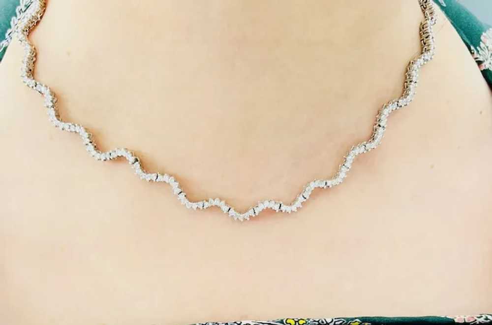 14Kt. White Gold Diamond Scalloped Necklace - image 3