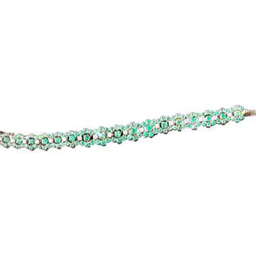 Antique Emerald Diamond Gold Bracelet