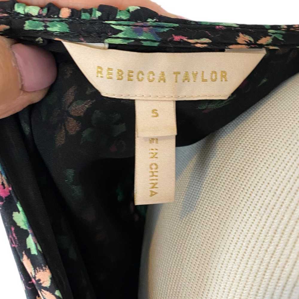 Rebecca Taylor 100% Silk Black with Floral Print … - image 10