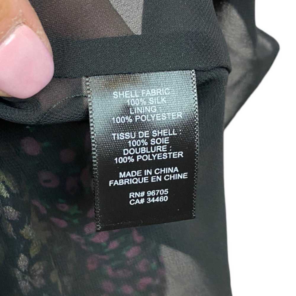 Rebecca Taylor 100% Silk Black with Floral Print … - image 6