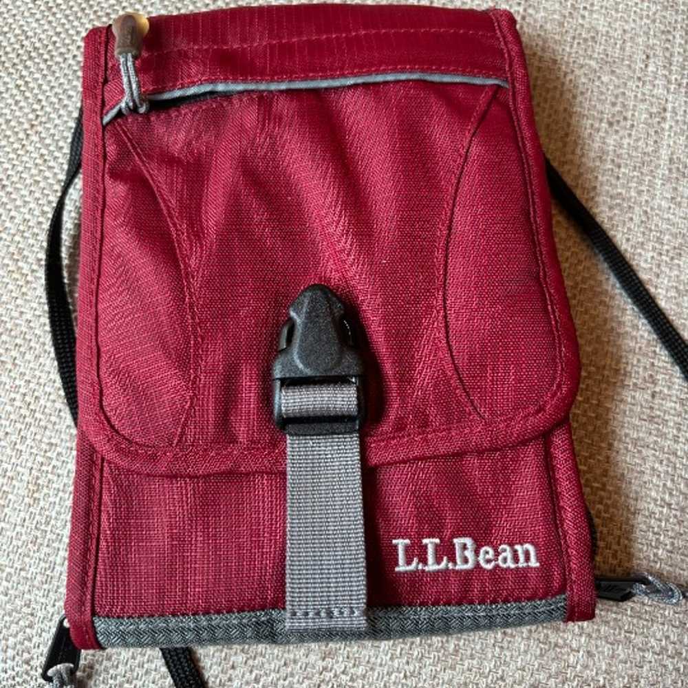 Vintage L.L. Bean Red  & Gray Crossbody Organizer… - image 1