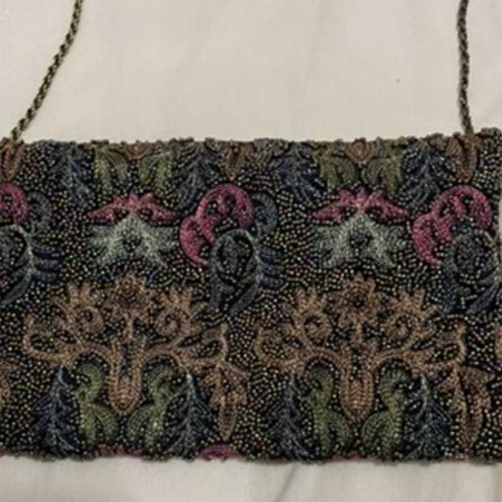 Vintage Zoe Adams Beaded Black 1980's Evening Bag - image 4