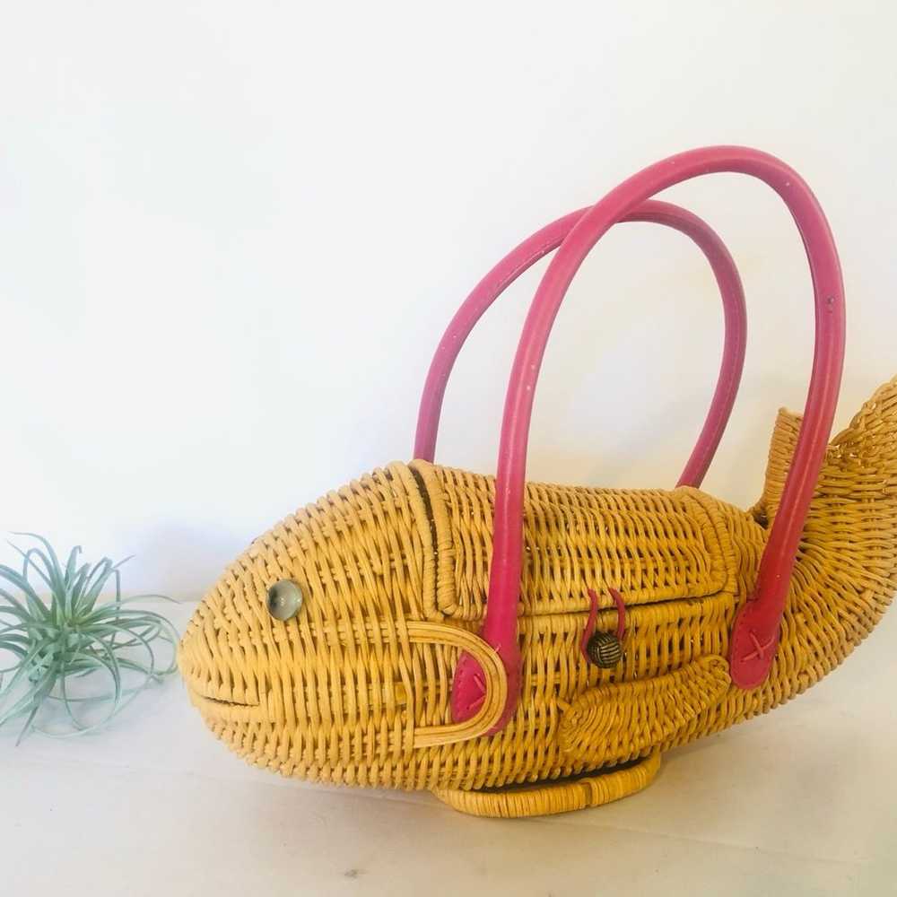 Rare wicker fish purse - image 1