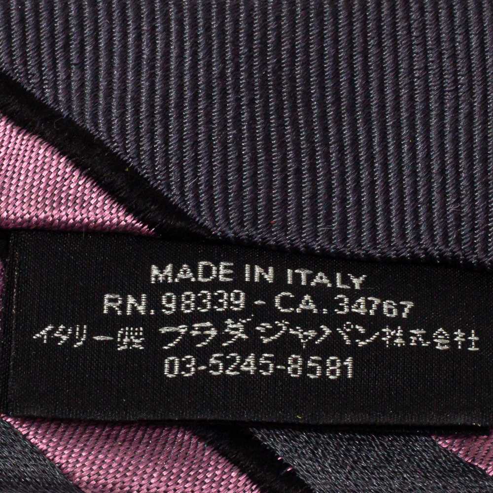 Prada Grey & Pink Diagonal Striped Silk Tie.. - image 2