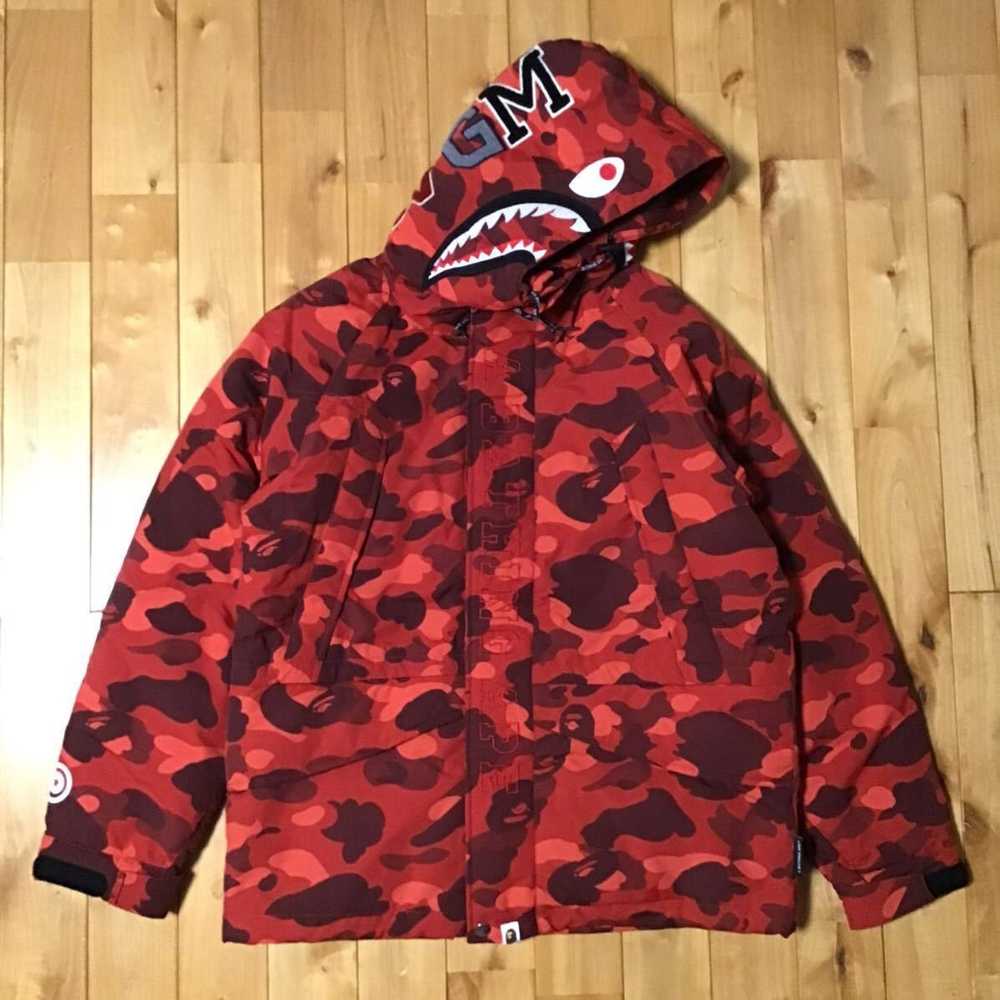 Bape BAPE Shark hoodie snowboard down jacket Red … - image 1