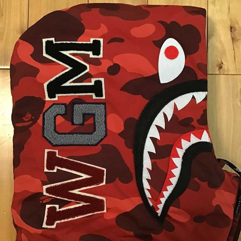 Bape BAPE Shark hoodie snowboard down jacket Red … - image 5