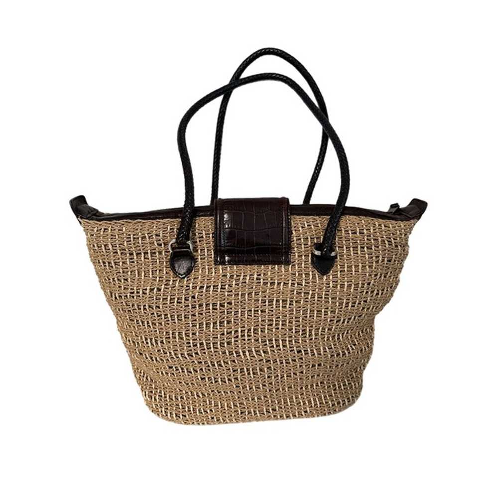 Brighton Sadie Tan & Brown Basket Weave Straw Han… - image 3